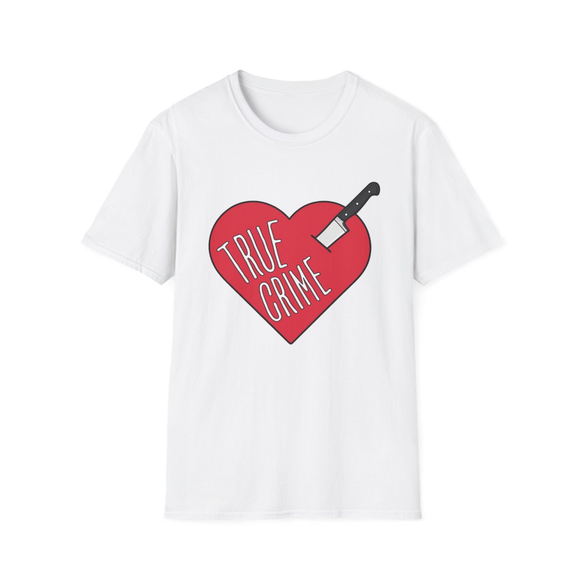 True Crime Heart T-Shirt | Knife Graphic, Crime Podcast Fan | Crime Junkies Podcast Merch - Official T-Shirts merchandise