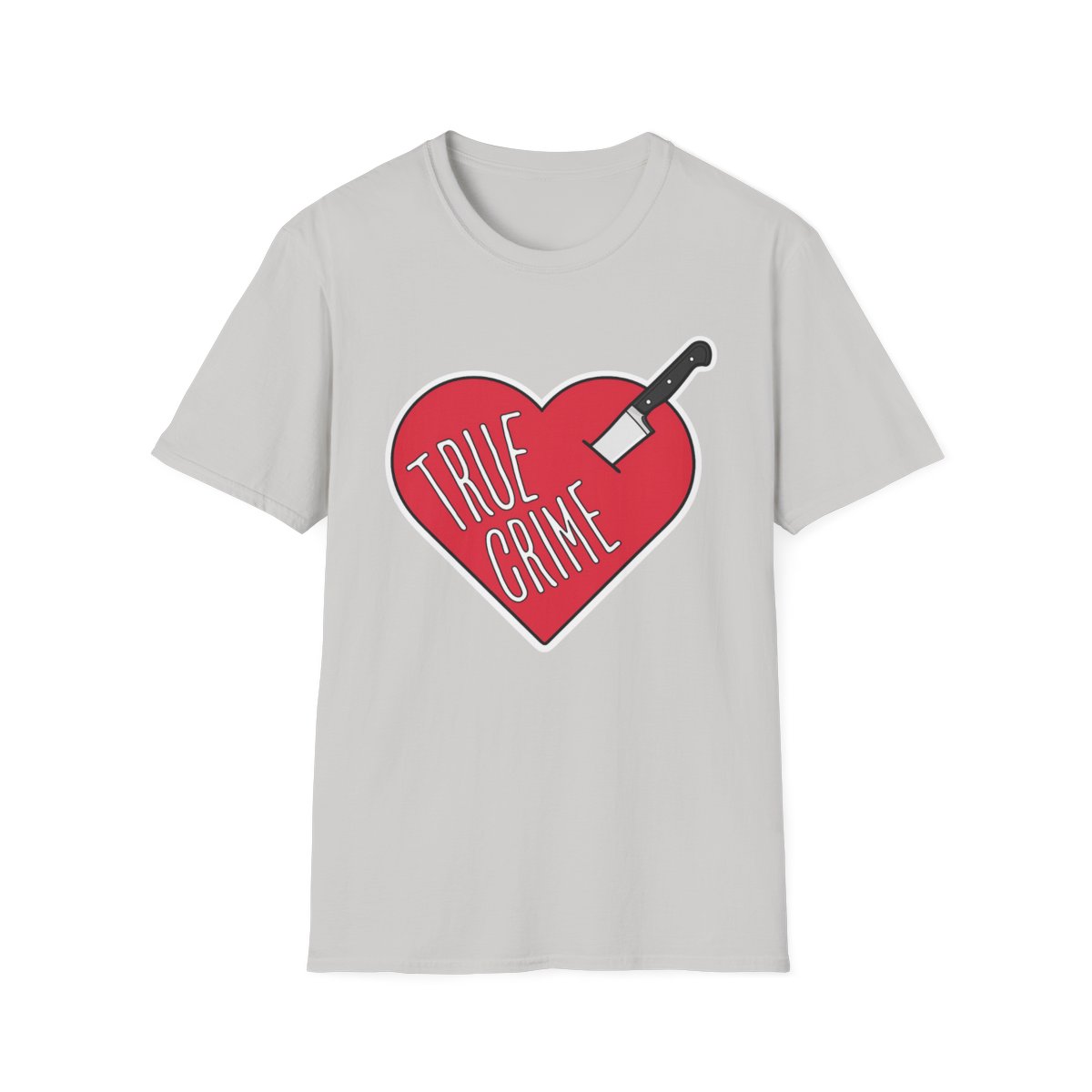 True Crime Heart T-Shirt | Knife Graphic, Crime Podcast Fan | Crime Junkies Podcast Merch - alternate angle 4, merchandise