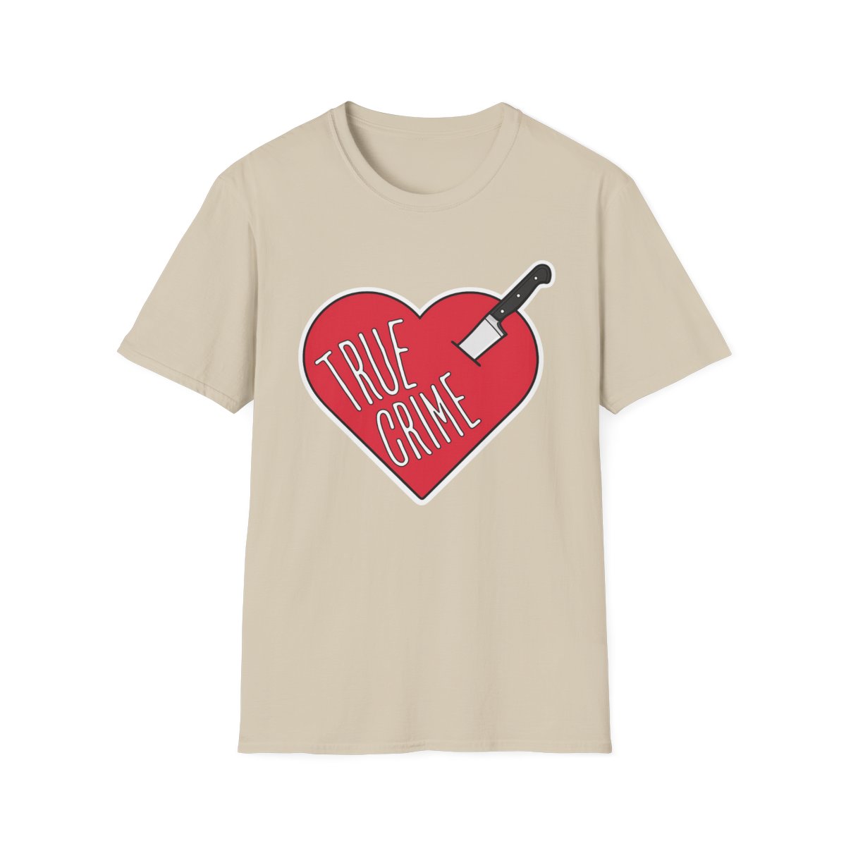 True Crime Heart T-Shirt | Knife Graphic, Crime Podcast Fan | Crime Junkies Podcast Merch - alternate angle 3, merchandise
