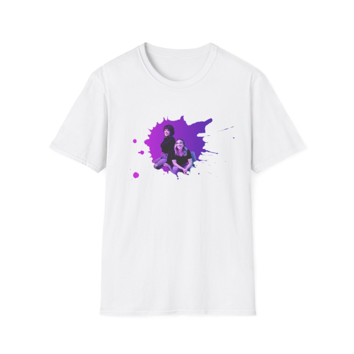Purple Paint Splash Portrait T-Shirt | Photo Splash Design | Crime Junkies Podcast Merch - Official T-Shirts merchandise