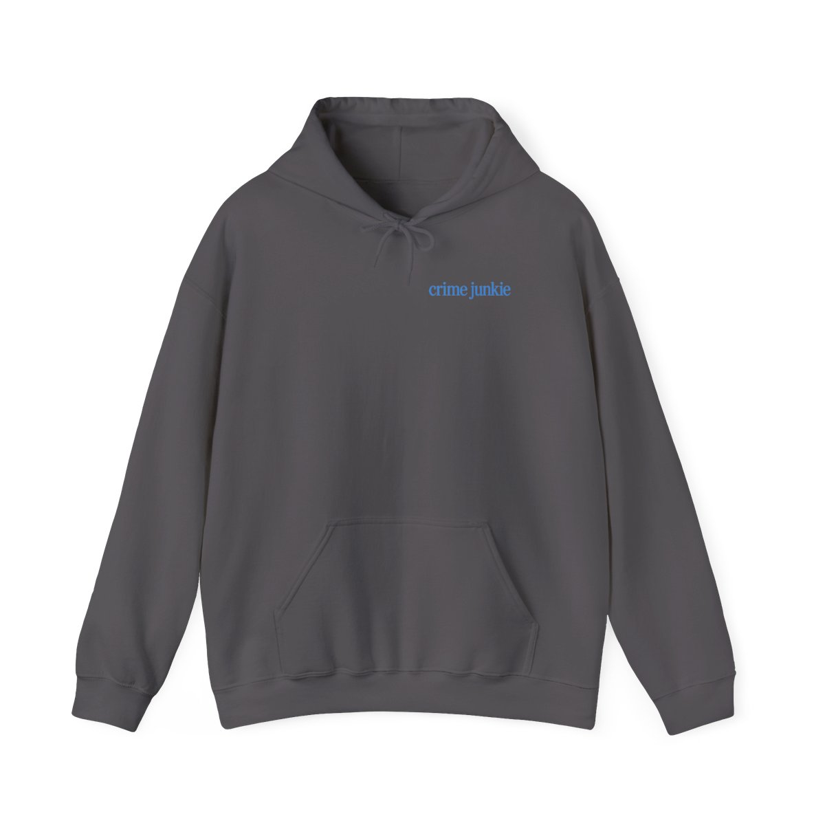 Crime Junkie text hoodie | "Always go a layer deeper" graphic hoodie | Crime Junkies Podcast Merch - alternate angle 4, merchandise