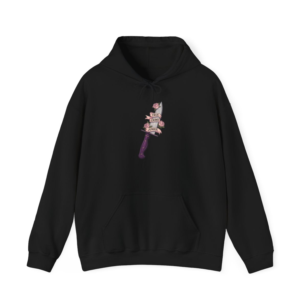 Stacked Roses Dagger Hoodie | Floral Knife Illustration | Crime Junkies Podcast Merch - alternate angle 3, merchandise
