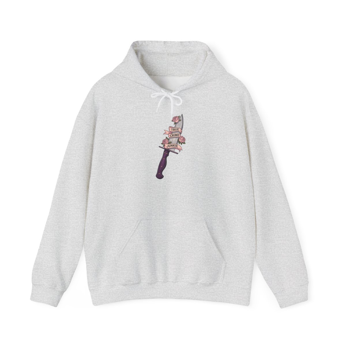 Stacked Roses Dagger Hoodie | Floral Knife Illustration | Crime Junkies Podcast Merch - alternate angle 2, merchandise