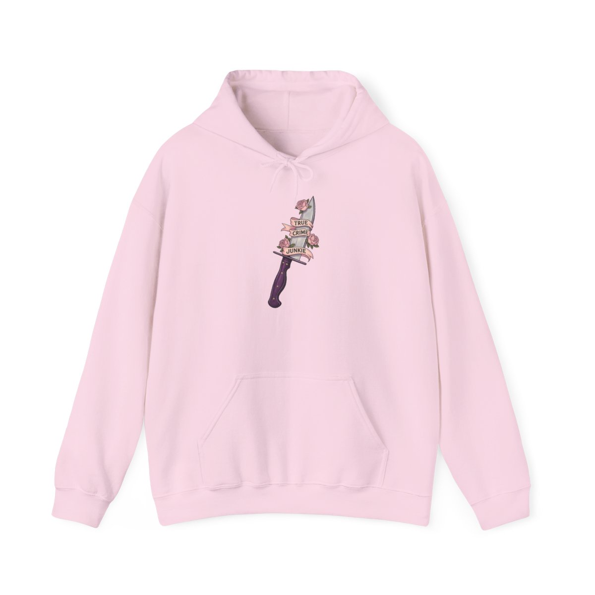 Stacked Roses Dagger Hoodie | Floral Knife Illustration | Crime Junkies Podcast Merch - alternate angle 5, merchandise