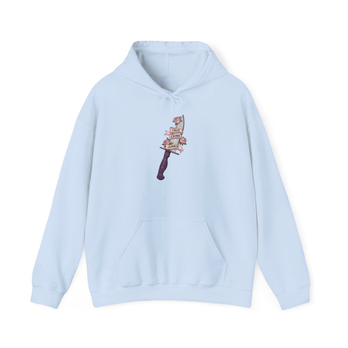 Stacked Roses Dagger Hoodie | Floral Knife Illustration | Crime Junkies Podcast Merch - alternate angle 4, merchandise