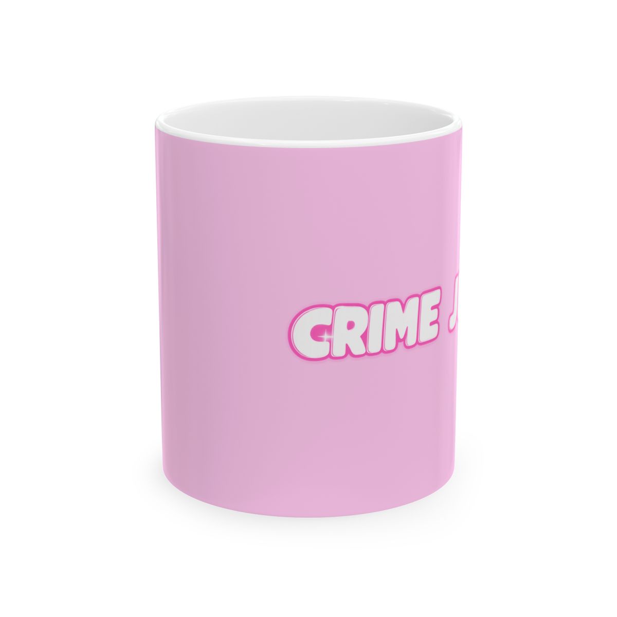 Crime Junkie pink typography Mug | true crime podcast fan mug | Crime Junkies Podcast Merch - alternate angle 1, merchandise